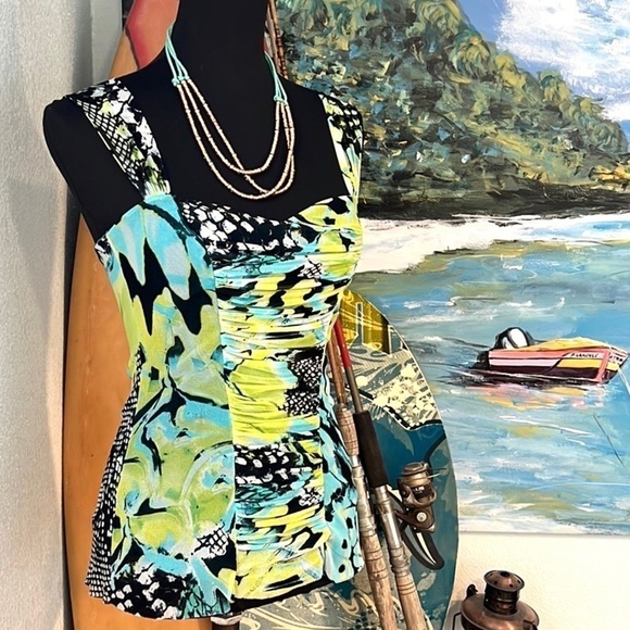 Elana Kattan,WOW!Incredible Wide Ruched Chiffon Vibrant Cami,Made in USA,Stretch - Picture 4 of 13